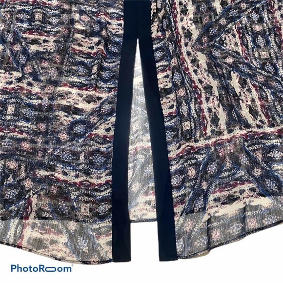 Vince Camuto Blue Tribal Abstract Print Sheer Maxi - Picture 5 of 9